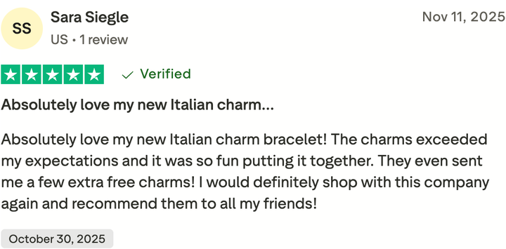 Trustpilot review from Sara Siegle — 5 stars